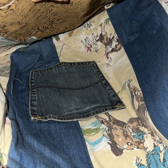 Western Brown and Blue Horse Print Tote Bag - Picture 7 of 9